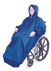 Fleece Lined Wheelchair Mac with Sleeves Blue