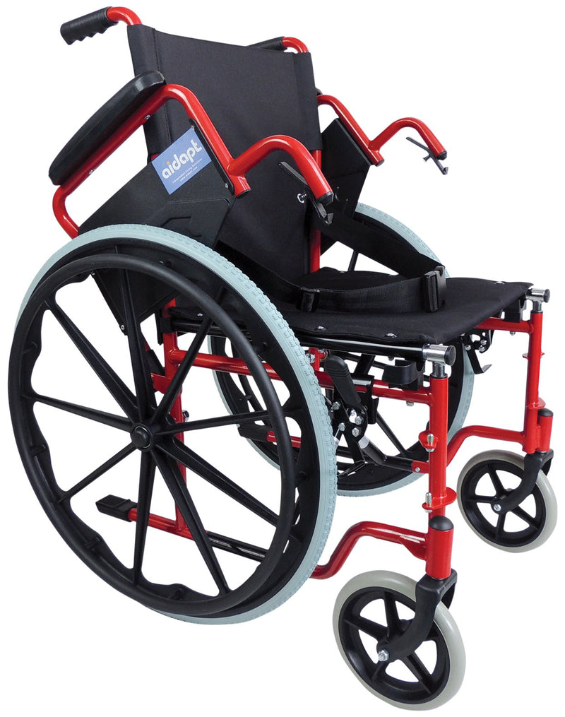 Self Propelled Steel Transit Chair Red