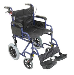 Deluxe Attendant Propelled Steel Wheelchair Blue 