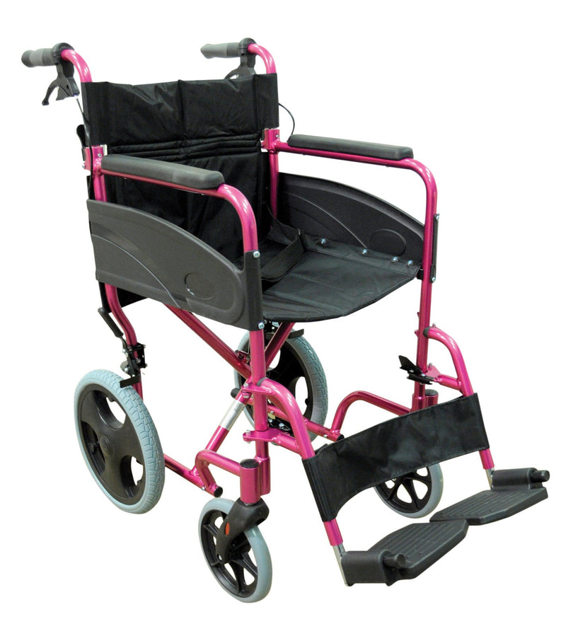 Compact Transport Aluminium Wheelchair Pink
