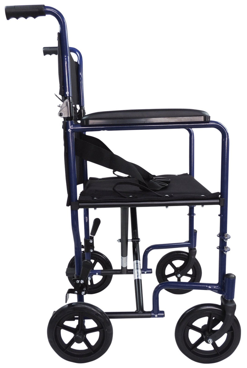 Steel Compact Transport  Blue Wheelchair