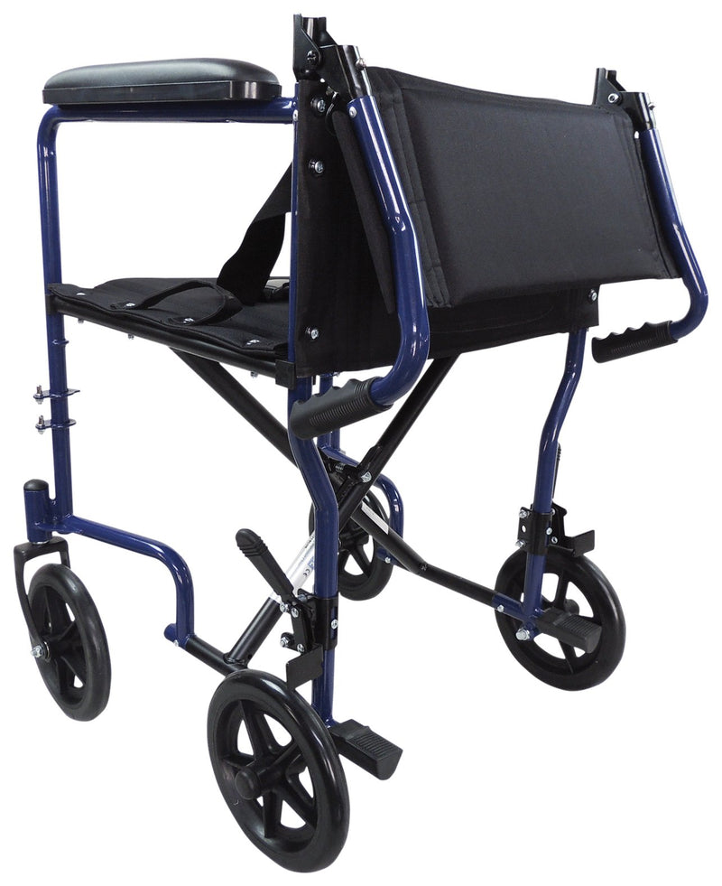 Steel Compact Transport  Blue Wheelchair