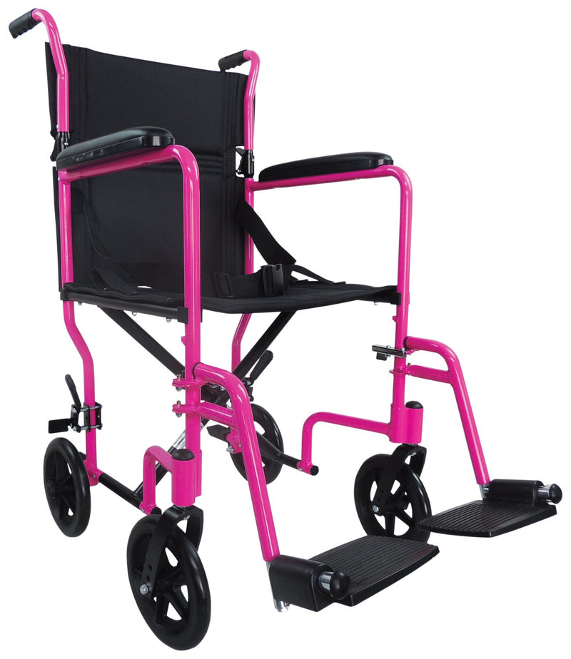 Aluminium Compact Transport Pink Wheelchair 