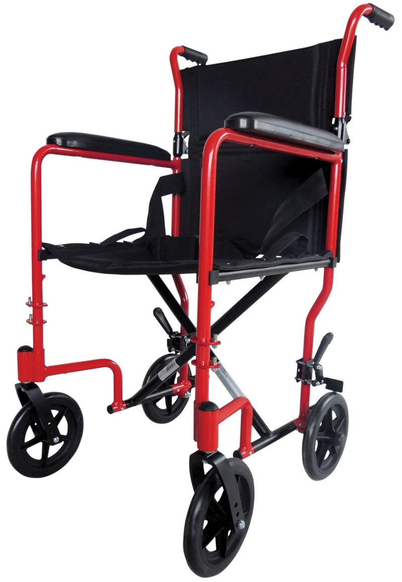 Aluminium Compact Transport Wheelchair Red