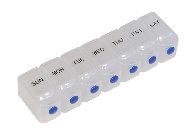 Deluxe Weekday Pill Dispenser with Push Button Release
