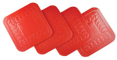 Tenura Anti Slip Silicone Red Rubber Square Coaster (Pack of 4)