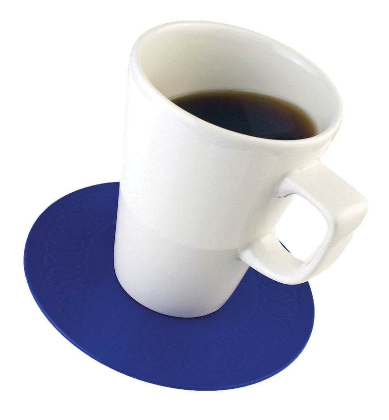 Tenura Silicone Rubber Blue Anti Slip Circular Mat/Coaster 14 cm