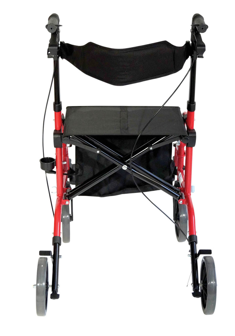 Duo Deluxe Red Rollator and Transit Chair in One