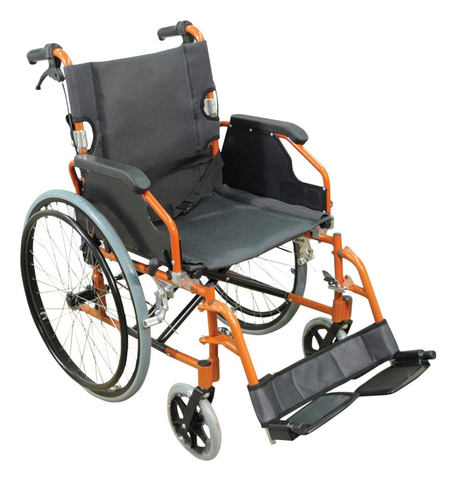 Aidapt Deluxe Lightweight Self Propelled Aluminium Orange Wheelchair