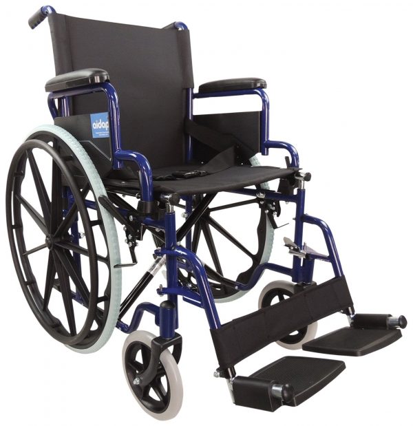 Self Propelled Steel Blue Transit Chair