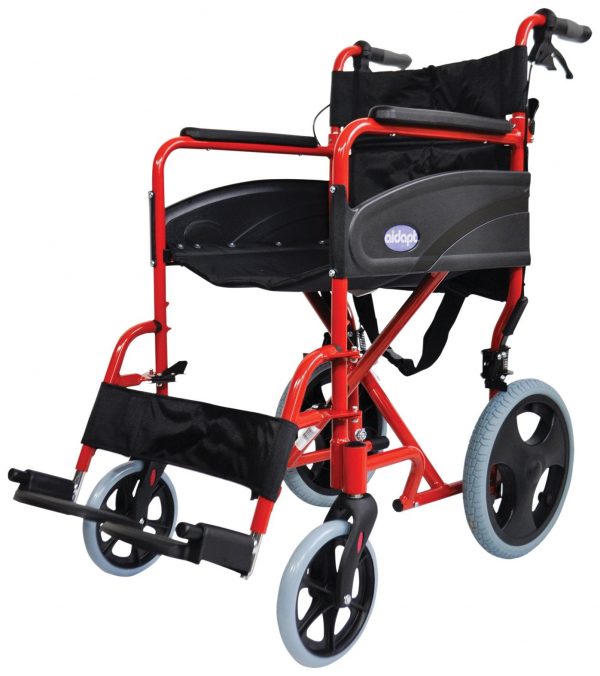 Compact Transport Aluminium Wheelchair Red