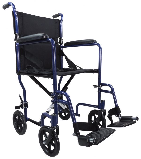 Steel Compact Transport  Blue Wheelchair