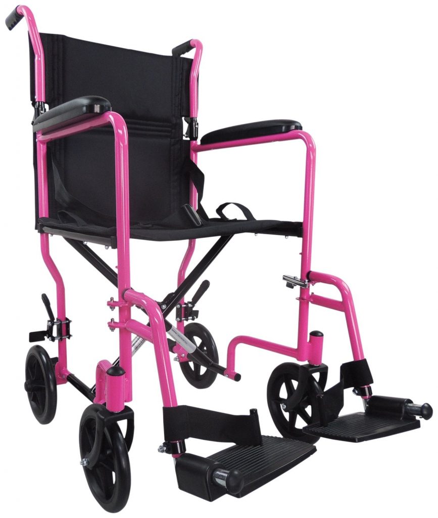 Steel Compact Transport Pink Wheelchair