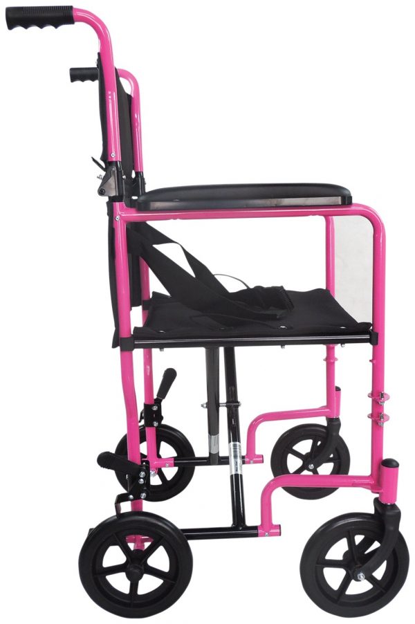 Steel Compact Transport Pink Wheelchair