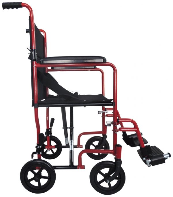 Steel Compact Transport Red Wheelchair