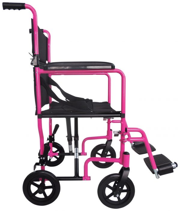 Aluminium Compact Transport Pink Wheelchair