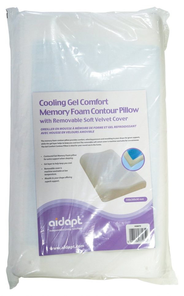 Cooling Gel Comfort Memory Foam Contour Pillow with Removable Soft Velvet Cover