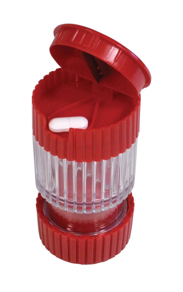 3-in-1 Pill Crusher and Cutter with Storage Red