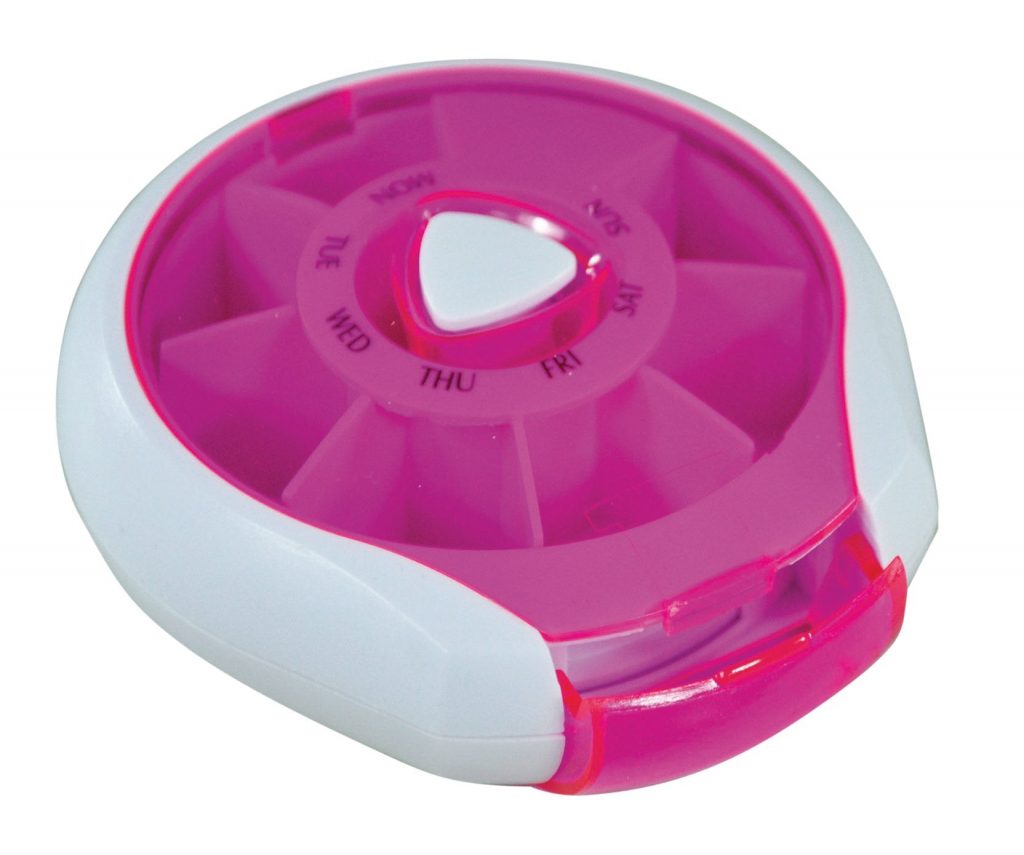 Compact Weekday Pill Dispenser Pink