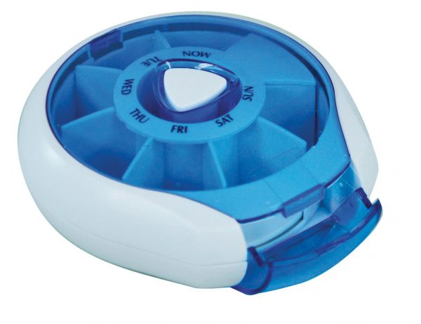 Compact Weekday Pill Dispenser Blue