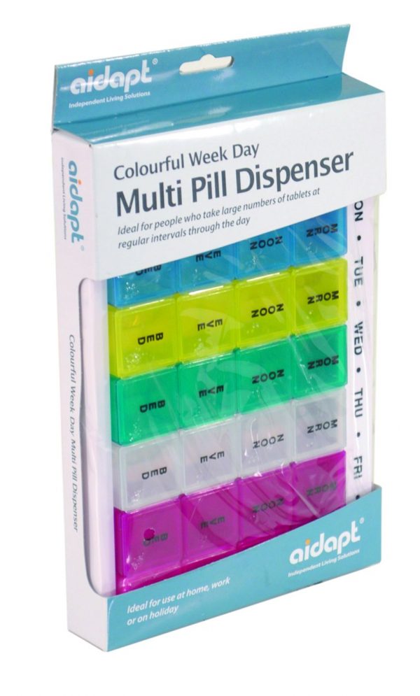 Colourful Week Day Multi Pill Dispenser