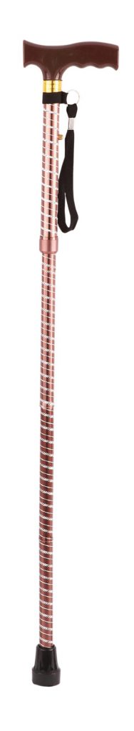 Extendable Plastic Handled Walking Stick with Engraved Pattern Brown