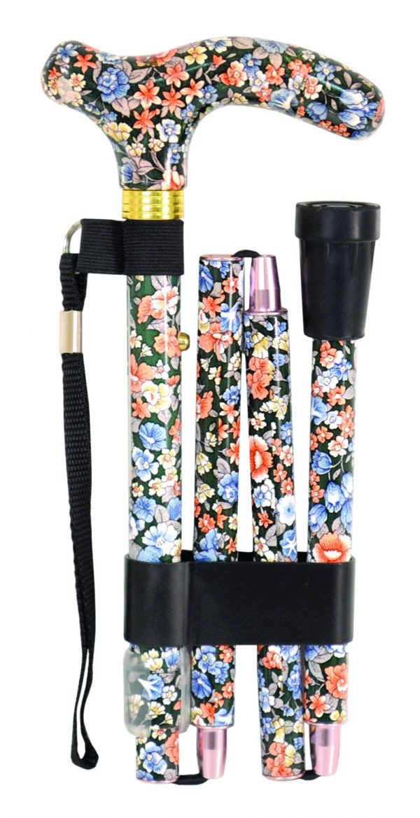 Deluxe Folding Walking Cane Japanese Floral