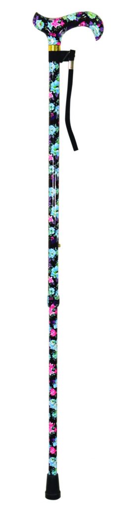 Deluxe Patterned Walking Cane Black Floral