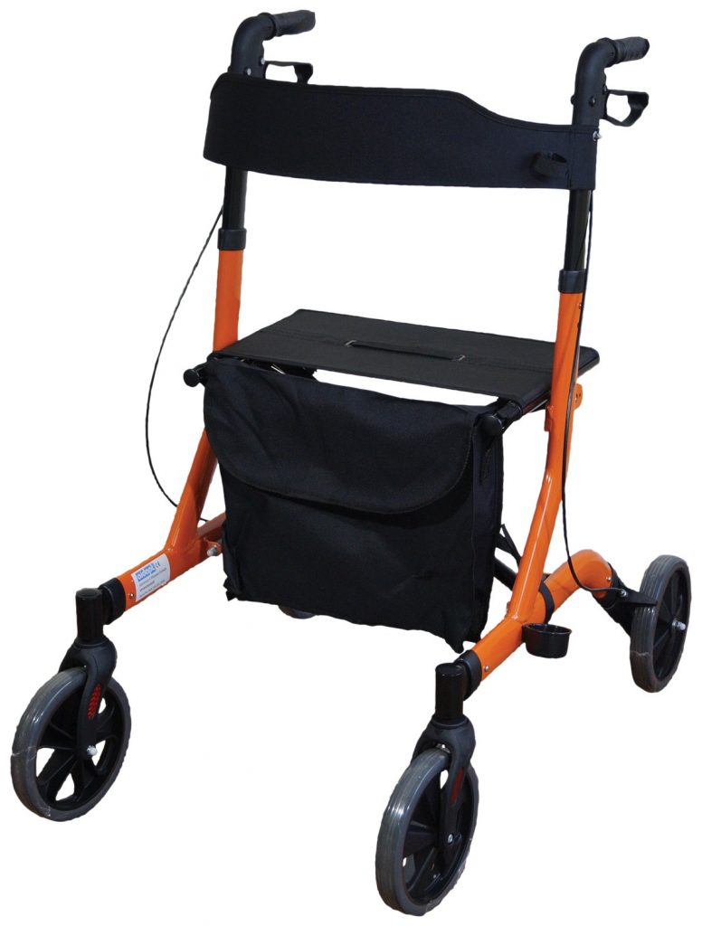 Deluxe Ultra Lightweight Folding 4 Wheeled Orange Rollator