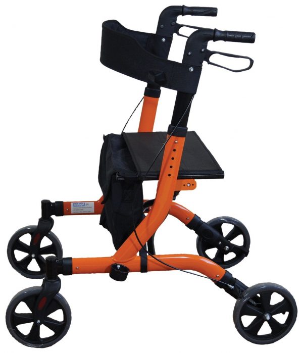 Deluxe Ultra Lightweight Folding 4 Wheeled Orange Rollator