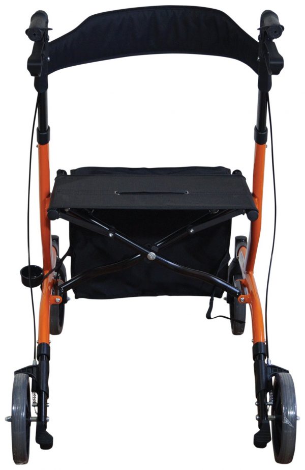 Deluxe Ultra Lightweight Folding 4 Wheeled Orange Rollator