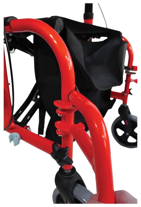 Duo Deluxe Red Rollator and Transit Chair in One